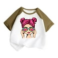 thumbnail image 2 of DAETIROS Girls Graphic T-Shirt, Cute Soft Cotton Short Sleeve Crewneck Casual Comfy Girls Summer Top Army Green Size 6 T, 2 of 5