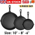thumbnail image 4 of Cast Iron Skillet Set - 3 Pre-Seasoned Non-Stick Heavy Duty Durable Frying Pans, 4 of 5