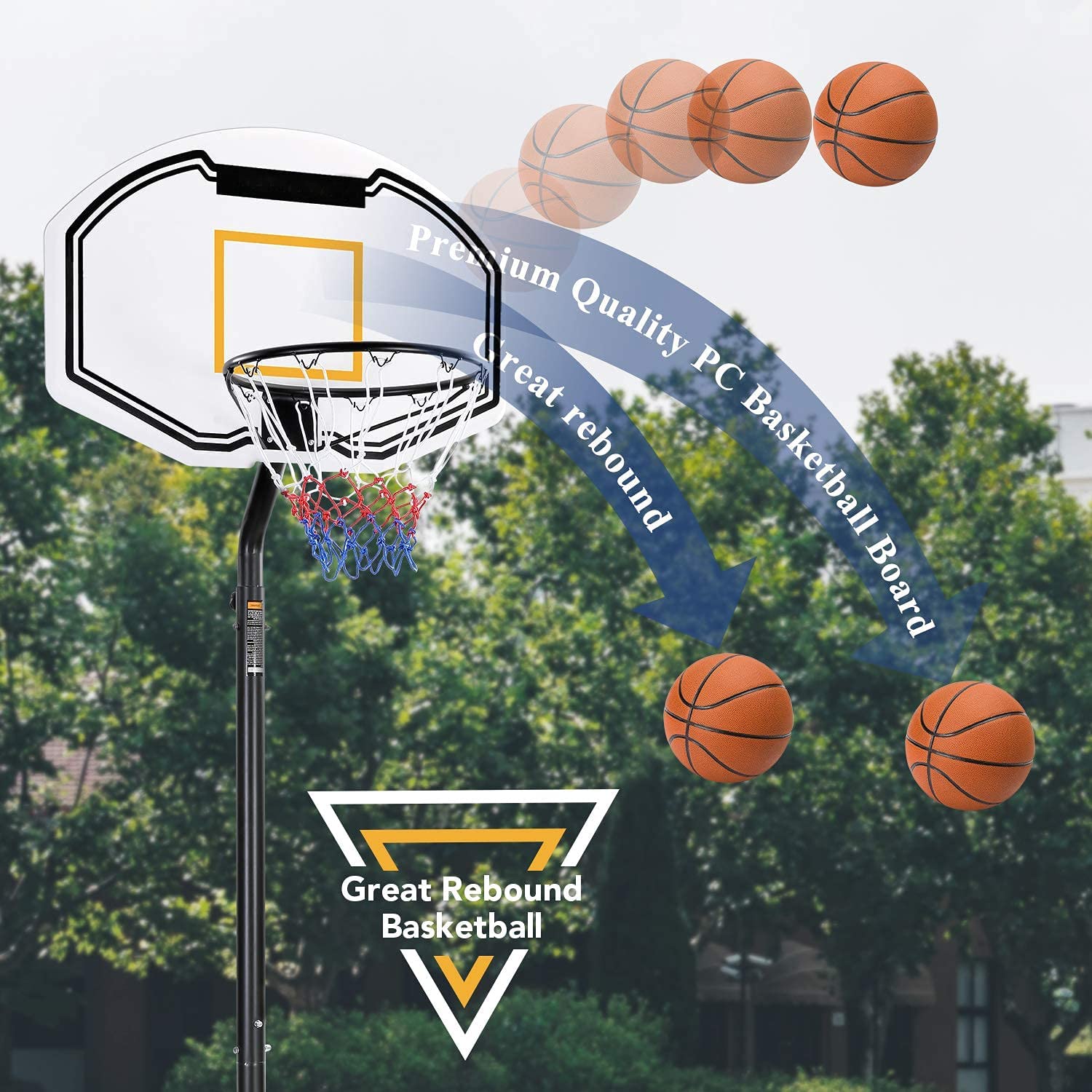 Basketball Hoop Portable Basketball Goal Outdoor Basketball Hoops 35 Inch Backboard with 7 ft-8.5ft Adjustable Height & Removable Wheels for Kids Youth Adult Family Indoor Basketball System Game Play Basketball Hoop Portable Basketball Goal Outdoor Basketball Hoops 35 Inch Backboard with 7 ft-8.5ft Adjustable Height & Removable Wheels for Kids Youth Adult Family Indoor Basketball System Game Play - 1