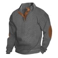 thumbnail image 2 of Blekii Men's Jacquard Knit Sweatshirt, Button Detail Stand Collar Pullover, Textured Pattern Long Sleeve Top, Smart Casual Layer for Spring/Fall, Lightweight And Breathable, Stylish, 2 of 5
