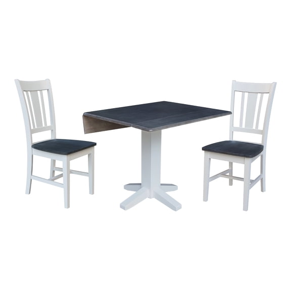 42" Round Solid Wood Dual Drop Leaf Table with 4 Chairs in Unfinished