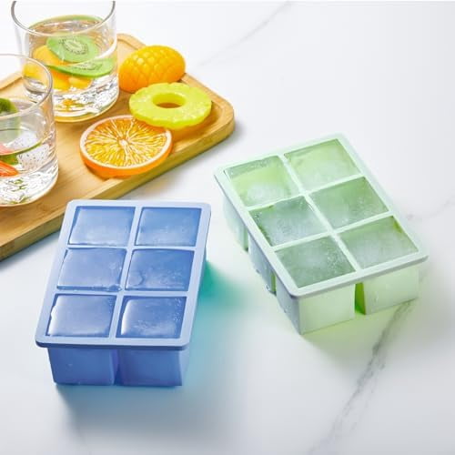 Ice Cube Trays 3 Pack - Large Size Silicone Ice Cube Molds(3 color) for Whiskey Ice Cube Maker for Cocktail Old Fashioned Ice Cube Tray