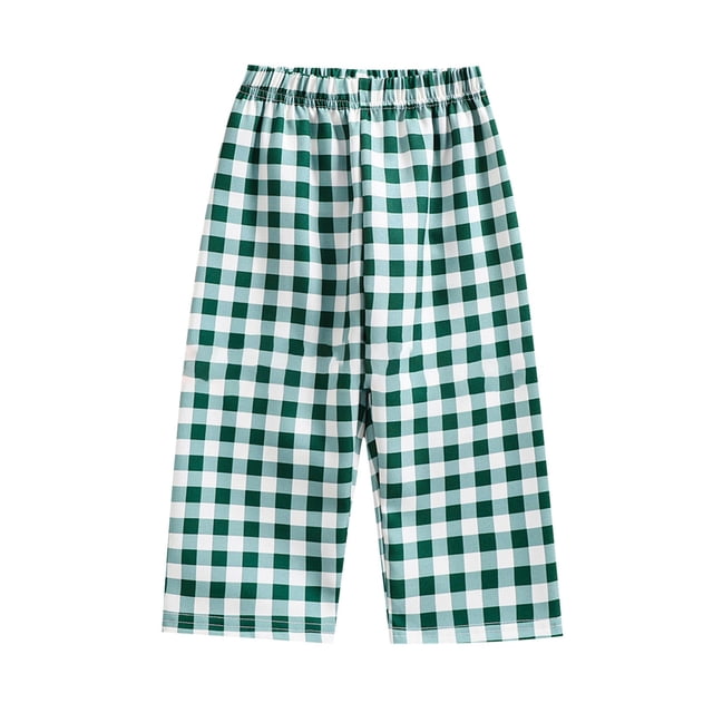Odeerbi 9M-4Y Niños Niñas Cuadros Algodón Pantalones Verano Cintura Elástica A Cuadros Pantalones