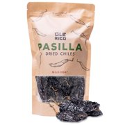 Angle View: Dried Pasilla Pepper - Whole - 8 oz Resealable Bag by Ole Rico