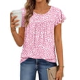 thumbnail image 2 of Fantaslook Womens Blouses Dressy Casual Pleated Tunic Tops Floral Ruffle Sleeve Summer Shirts, 2 of 8