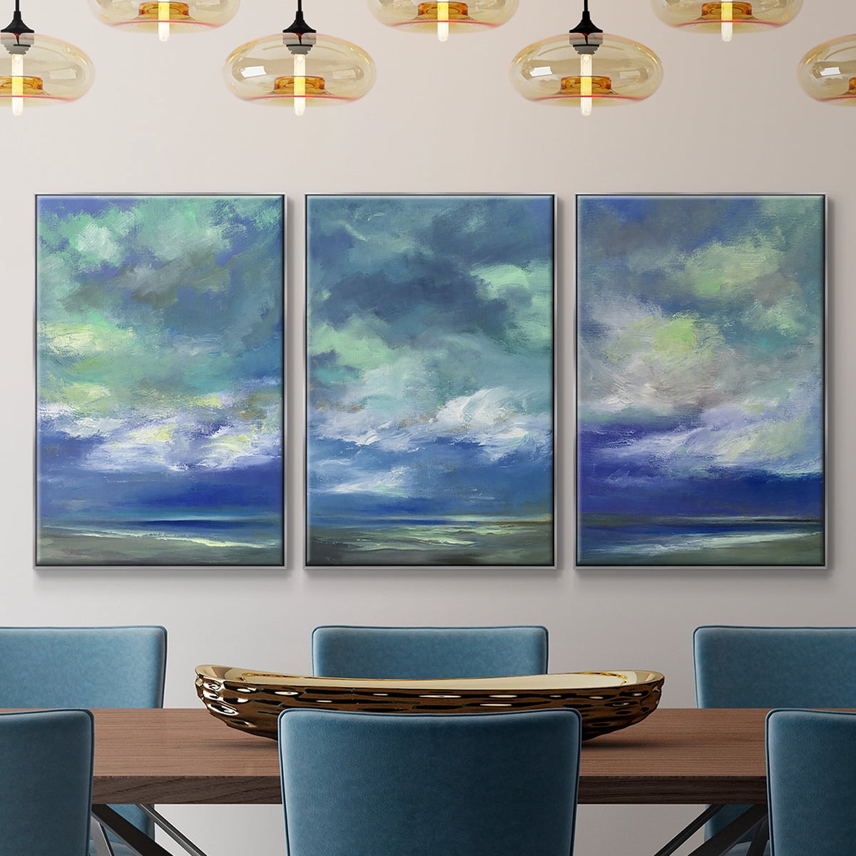 Island Dusk - Framed Premium Gallery Wrapped Canvas L Frame 3 Piece Set - Ready to Hang