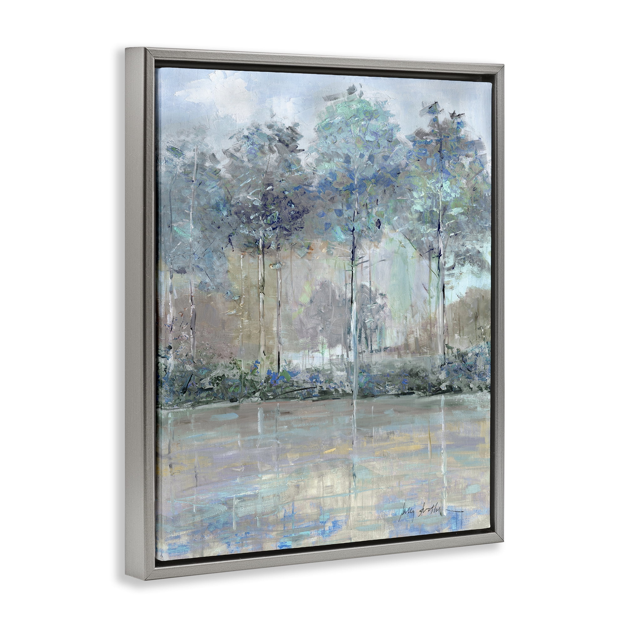 Stupell Industries Subdued Expression of Trees Gray Framed Floater Canvas Wall Art, design by Sally Swatland