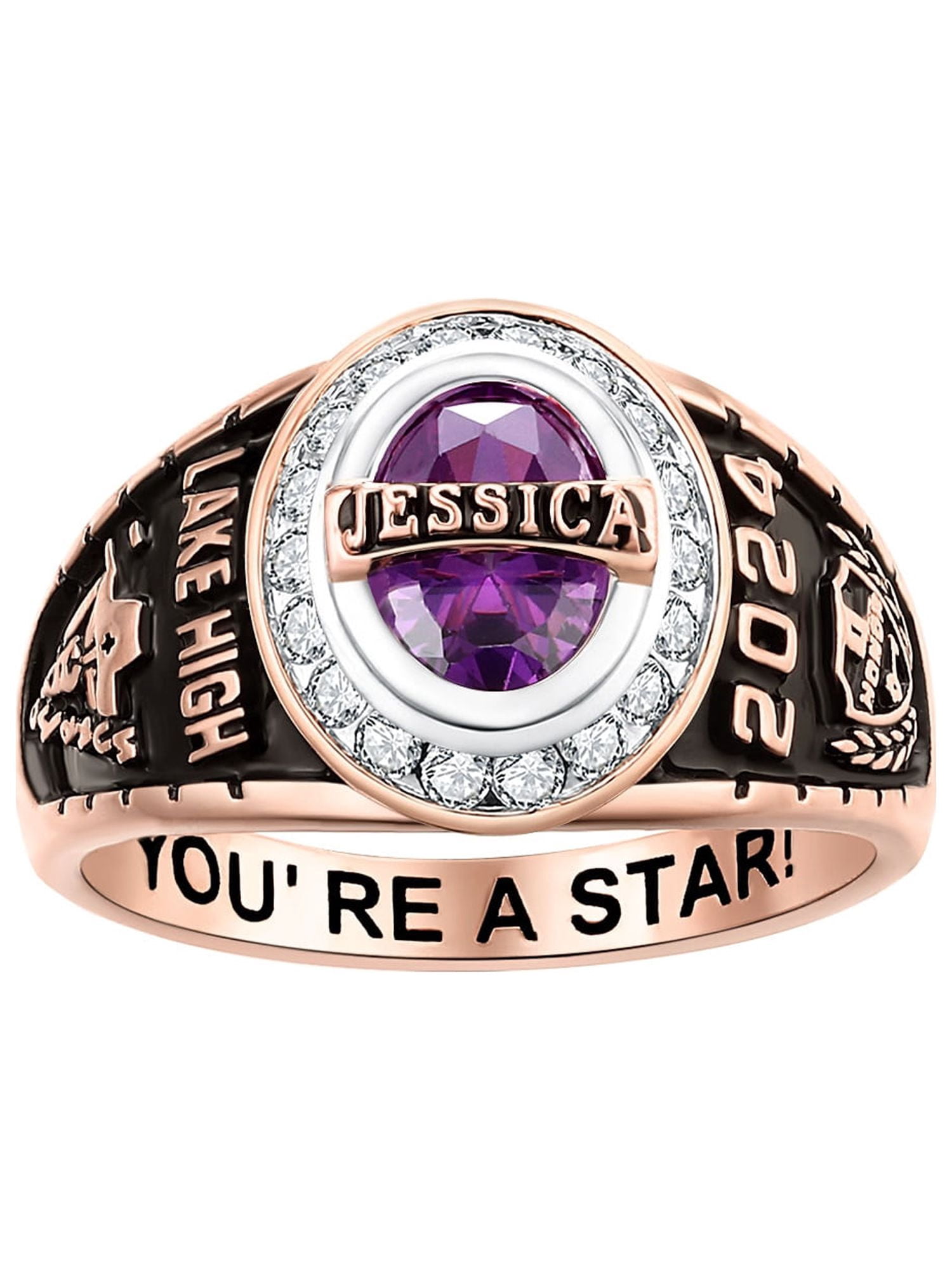 Order Now for 2025 Graduation, Freestyle Women's CZ Oval Stone Personalized Top Class Ring, Personalized, High School or College