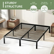 Queen Size Bed Frame Classic Metal Bed Frame Foundation with Under Bed Storage/No Box Spring Needed