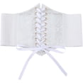 thumbnail image 1 of Cinturón de cuero con cordones estilo corsé blanco estilo bohemio vintage con lazo, elástico, ancho y moderno, a granel, 1 of 9