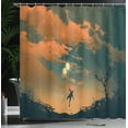 thumbnail image 4 of Ambesonne Fantasy Shower Curtain, Starry Night Sky Fun, 69"Wx84"L, Orange Ash Grey, 4 of 5