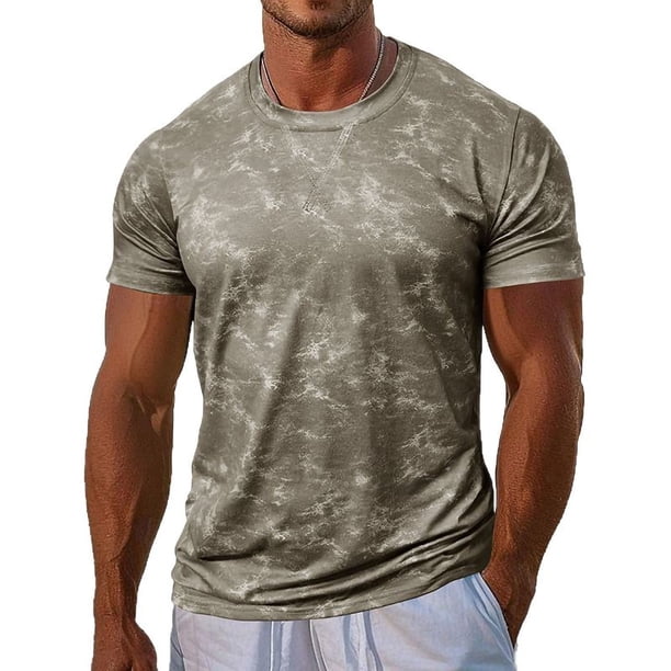 Camiseta de Cuello Redondo Deportiva de Manga Corta para Hombres, Mezcla de Algodón Del 95% para el Gimnasio Y la Construcción Muscular