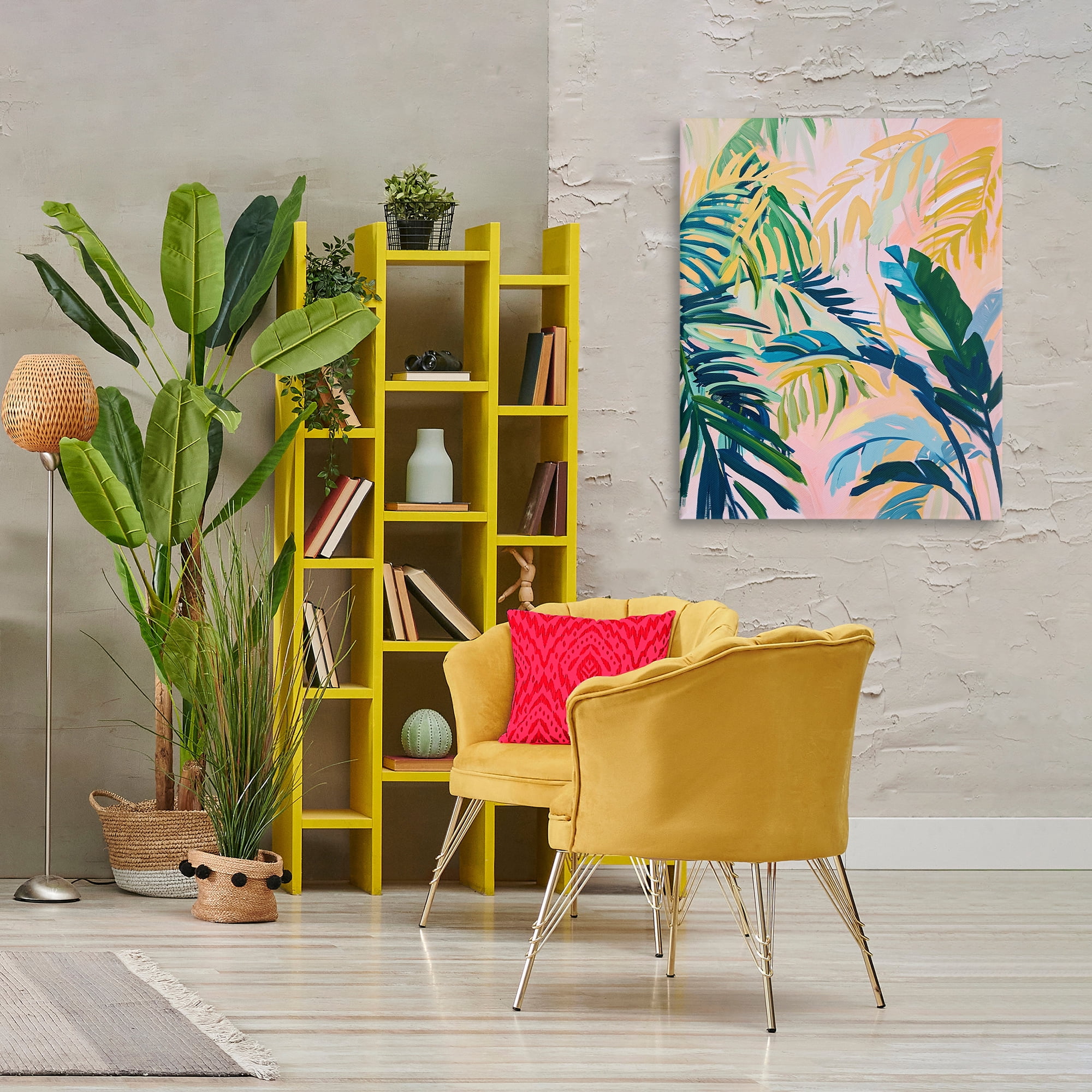 Stupell Industries Tropical Leaf Impressions Botanical & Floral Painting Gallery Wrapped Canvas Art Print Wall Art, 30 x 40
