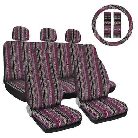 10pcs Universal Purple Seat Covers Baja Saddle Blanket Seat Cover Full Set