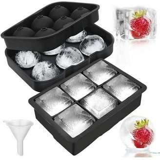 Large Ice Cube Trays Silicone (2.5-Inches) - Giant Cocktail Silicone Ice Maker, Scotch Whiskey Ice Cube, Easy Release Reusable Ice Cubes ,Food Grade (Black 2 Tray