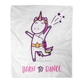 thumbnail image 1 of NUDECOR Flannel Throw Blanket Cute Unicorn Dancing Like Star Comic Character and Text Born to Dance Cartoon 50x60 Inch Lightweight Cozy Plush Fluffy Warm Fuzzy Soft, 1 of 4