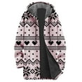 thumbnail image 5 of Jacket Women Longline Jackets Christmas Print Winter Cozy Lined Full Zip Outerwear for Cold Weather Coats for Women Pink XL, 5 of 5