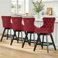 thumbnail image 3 of Legahome Swivel Bar Stools Set of 4, Modern Bar Stools with Back Set, Modern Velvet Counter Height Barstools with Wood Frame & Nailhead Trim, Bar Chairs for Kitchen Island, Wine Red (Set of 4), 3 of 11