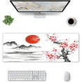 thumbnail image 3 of Watercolor Cherry Blossom Mouse Pad 31.5x11.8 Inch White Japanese Mountain XL Large Gaming Extended Mousepad Ink Painting Landscape Big Desk Pad Stitched Edges Rubber Keyboard Mat for Office Desktop, 3 of 6
