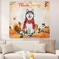 thumbnail image 2 of Happy Thanksgiving Siberian Husky with Turkey Pumpkins Autumn Vibes Tapestry Husky Dog Lover Gifts Wall Hanging Backdrop Home Decor - 12018, 2 of 5