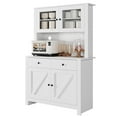 thumbnail image 2 of Ataucjin Kitchen Pantry Cabinet with Microwave Stand, Freestanding Hutch Cabinet with Buffet Cupboard, Tall Storage Cabinets with Adjustable Shelves for Kitchen, Dining Room, 2 of 7