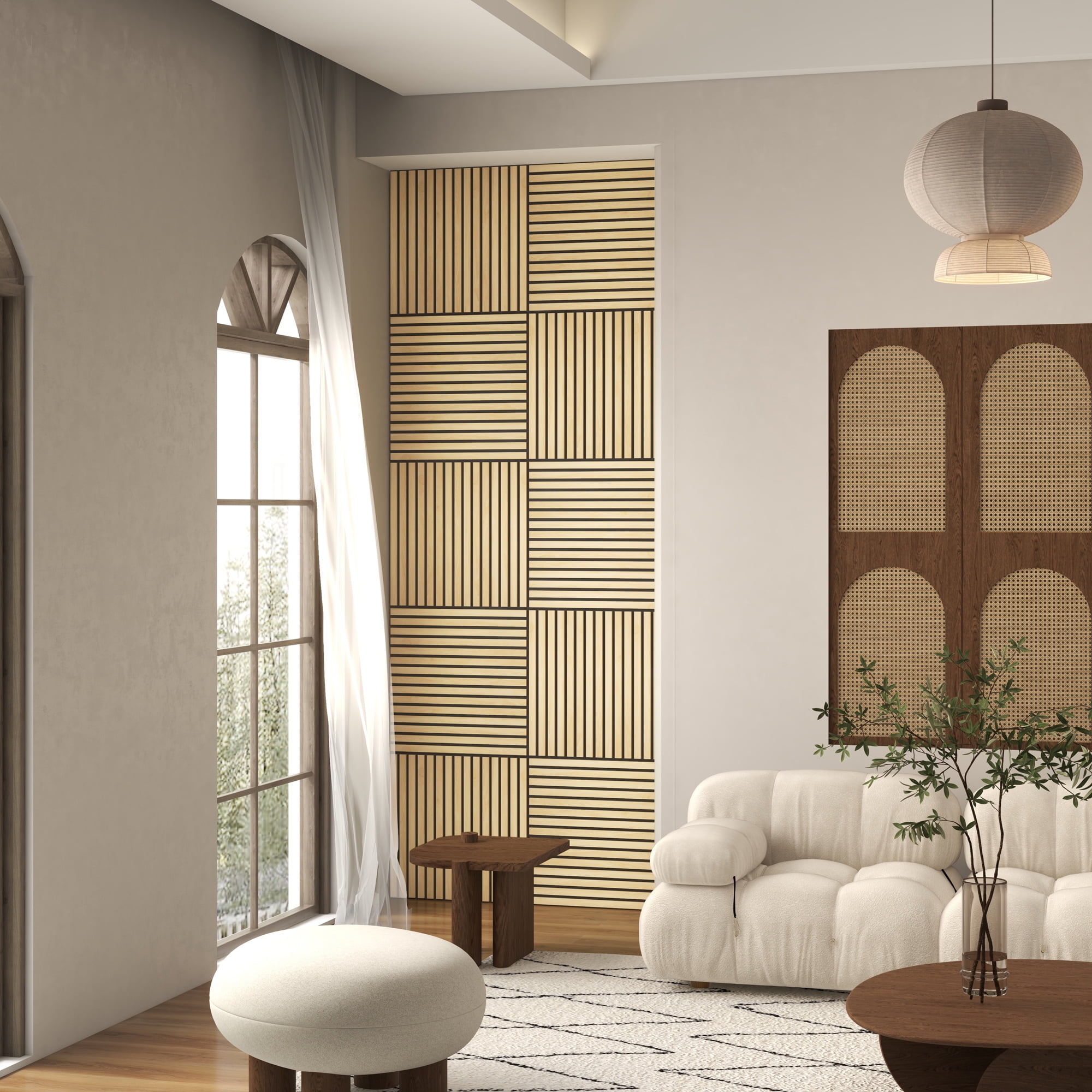 HOMCOM 4 Pack Acoustic Wall Panels, 24" x 24" Wood Wall Panels, Oak