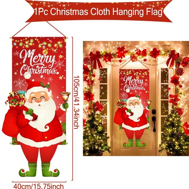 Adorno colgante de Navidad para puerta, decoración navideña para el hogar, Bandera de Navidad para puerta, Papá Noel, Feliz Año Nuevo, regalos 2023, 2024
