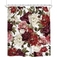 thumbnail image 4 of JOOCAR Burgundy Floral Shower Curtain Polyester with Hooks Waterproof Washable 72x72 inch, 4 of 5