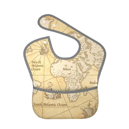 Bingfone Mess-Proof Baby Bib - Waterproof Bib For Baby Boy Or Girl With Food Catcher Pocket, Unisex-World Map