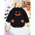 thumbnail image 3 of Wassery Infant Baby Girls Boys Halloween Costumes Long Sleeve Crew Neck Pumpkin Face Romper Bodysuit Halloween Dress Up 0-18 Months, 3 of 8