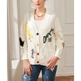 thumbnail image 2 of Cárdigan de punto trenzado de manga larga con frente abierto para mujer, cuello en V y botones, mezcla de lana, suéter para exteriores Beige XL Beige XL Xishao ropa, 2 of 2