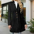 thumbnail image 2 of Arlun Womens Wool Coats Solid Color Mid-Long Stand Collar Overcoats 2025 Winter Fashion Double Pea Coat Business Casual Loose Long Sleeve Outwear Clothes Black M, 2 of 7