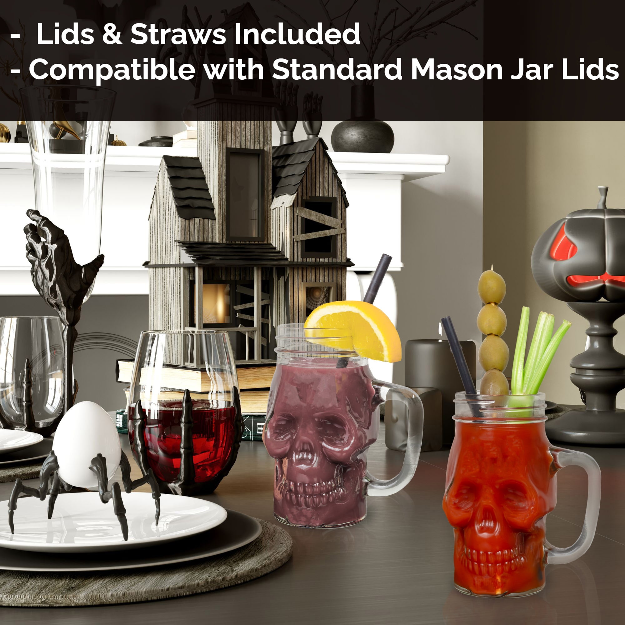 12 Oz Skull Shaped Mason Jar Mugs with Plastic Straw and Tin Lid - Cold  Drinking Glasses - China Skull Shaped Glass Mason Jar Mugs and Mason Jar  Mugs price