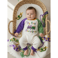 thumbnail image 3 of BemeyourBBs Baby Boy Girl My First Mardi Gras Outfit Carnival Romper Letter Long Sleeve Round Neck Jumpsuit Cute Infant Spring Fall Winter Clothes, 3 of 9