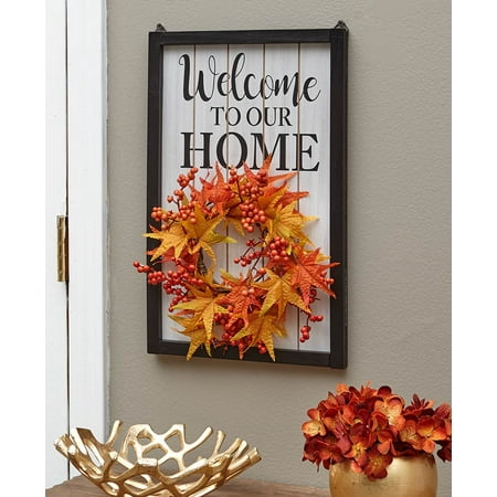 4-Pc. Interchangeable Wreath Welcome Home Sign Multi-tonal Fall Decor