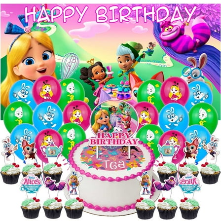 Alice's Wonderland Bakery Birthday Party Decorations Supplies Set Latex Balloons Kit Decor