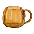 thumbnail image 2 of 12oz Double Wall Pumpkin Shaped Glass Mug, Embossed Leaf Clear Borosilicate Cup, Halloween Coffee Beverage Mug for Autumn Home & Party (Orange), 2 of 4