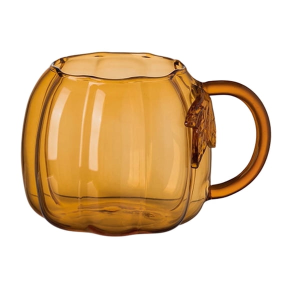 Leeye Pumpkin Shaped Glass Mug - Halloween Drinking Cup, for Autumn, Home & Seasonal Beverage Use (Style B)