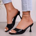 thumbnail image 6 of Wensltd Women Beach Sandals Comfortable Wide Width Square Toe Open Toe Sandals Dressy Party High Heels Sandals Black, 6 of 9