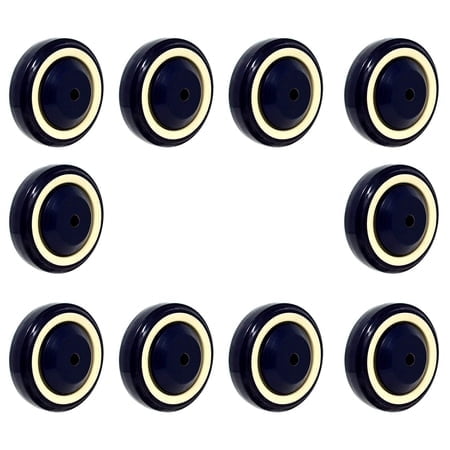SY America 4"" 10 Pack Polyurethane Stepped and Full Tread Face w/Double Ball Bearing Shopping Cart Wheel 3000 lbs Total Capacity (4 inches Pack of 10 Dark Blue Beige Stepped Face)