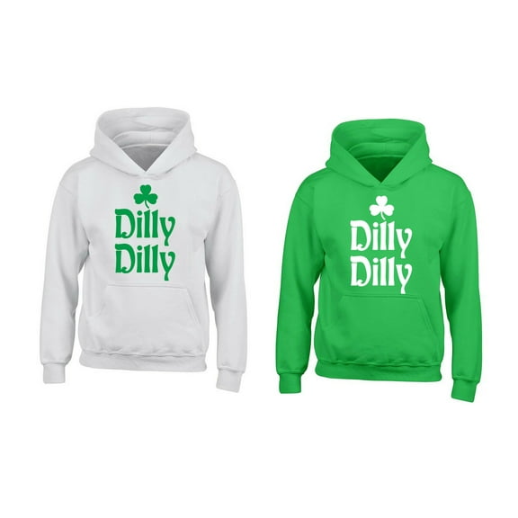 Unisex Dilly Dilly Clover St. Patrick's Day Printed Hoodie Irish Party Hoodie Long Sleeve Sweatshirt Soft and Comfy Hoodie, Lightweight Hoodie White Sweatshirt Small