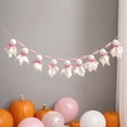 thumbnail image 3 of Ktlvex Vintage Halloween Ghost Garland Rustic Fabric Ghost Hanging Banner with Wood Beads Hanging Halloween Decor for Mantel Fireplace Party Home Wall Decorations (Pink), 3 of 5