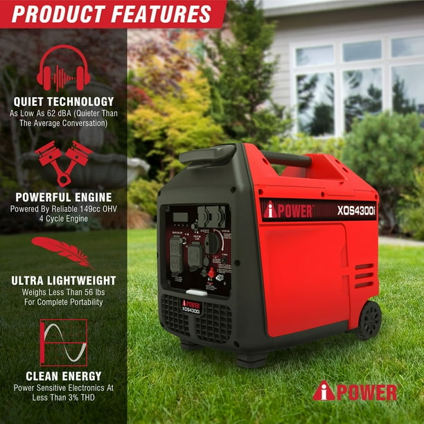 GENERATOR 2.0 タイツ A-iPower Portable Inverter Generator, 4300-Watt CO Sensor