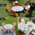 thumbnail image 4 of Blue Gnomes Christmas Round Tablecloth for 55-60 Inch Tables,Fitted Table Cover with Elastic Edge,Blue Winter Snowflake Xmas Tree Rustic Waterproof Outdoor Table Cloth Protector for Patio Dinner, 4 of 9