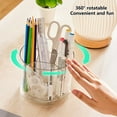 thumbnail image 2 of MesaSe Porte-Stylo Transparent 360 Degrés Tournant Grande Capacité 5 Compartiments Rangement Peu Encombrant Conteneur Multifonctions Bureau Organisateur Fournitures Scolaires, 2 of 7