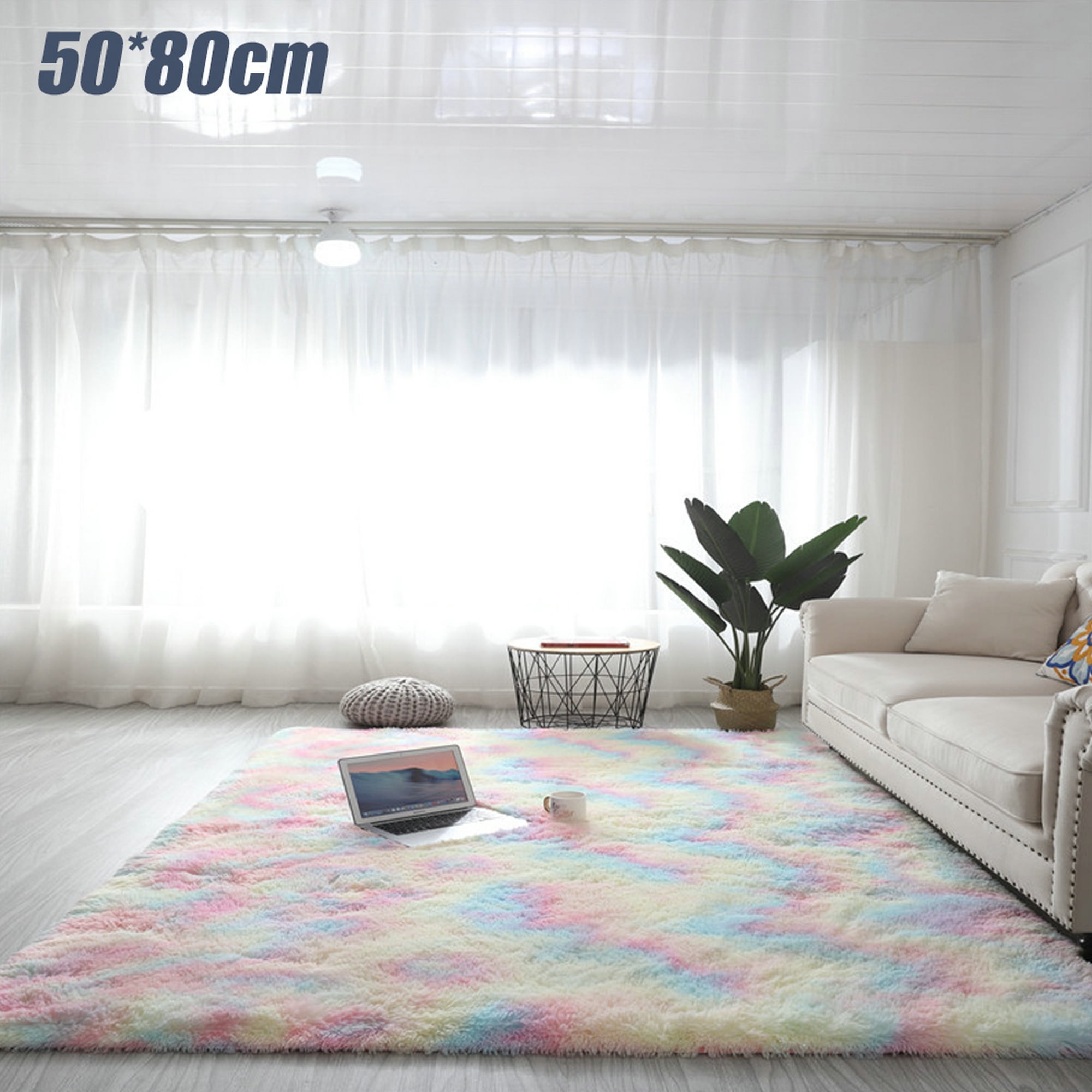 Tie Dye Fluffy Rugs Anti-Slip Shaggy Rug Soft Carpet ...