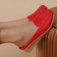 thumbnail image 2 of Womens Fashion Wedge Mules Slip On Loafers Comfortable Memory Foam PU Faux Leather Red Non-Slip Shoes,Size 9, 2 of 8
