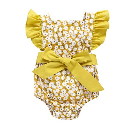 

Baby Girl Dress & Romper Baby Girls Floral Romper Summer ruffled Jumpsuit Playsuit