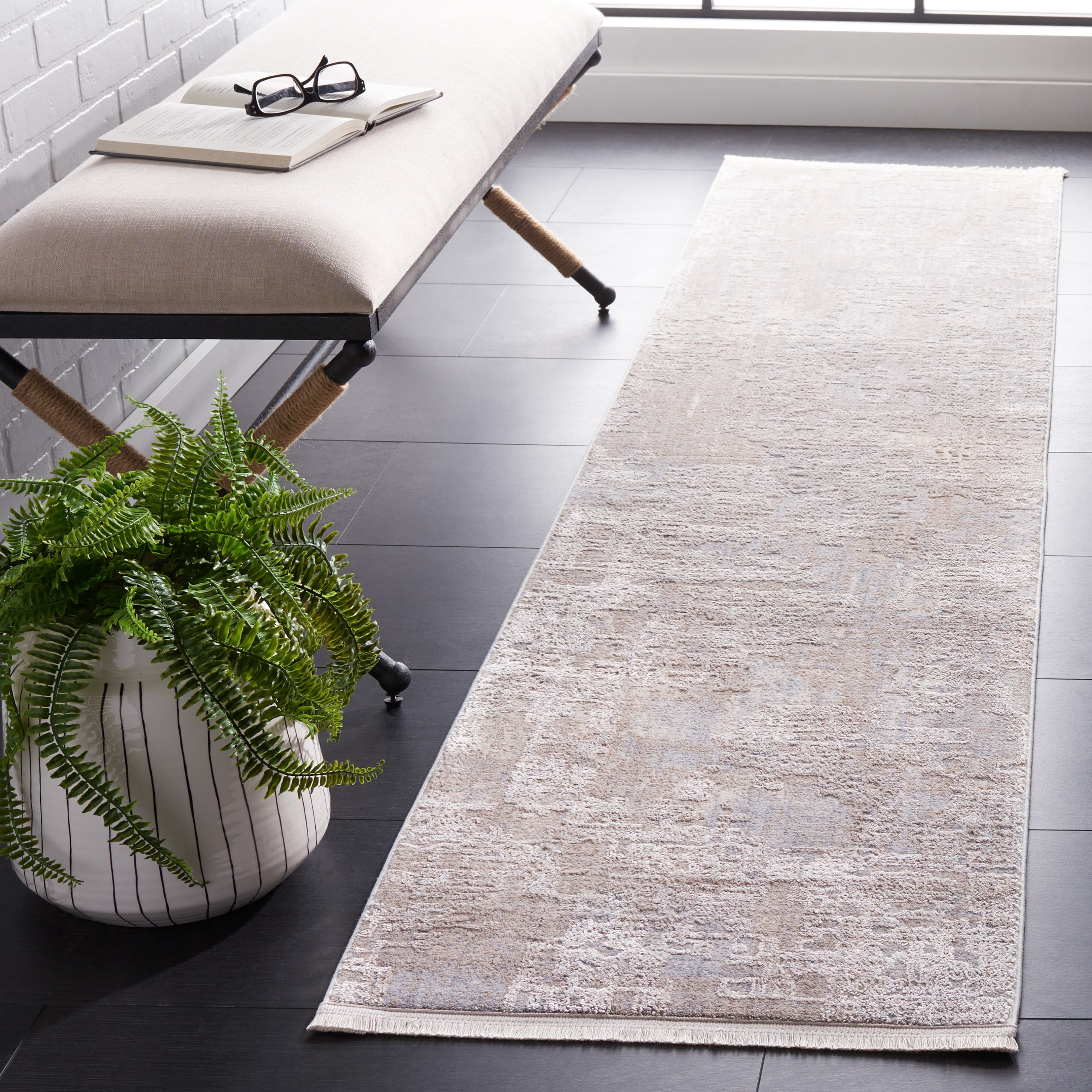 SAFAVIEH Marmara Amara Abstract Runner Rug, Grey/Beige Blue, 2' x 8'