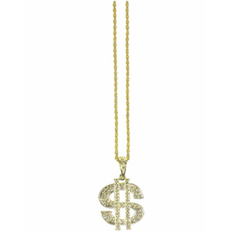 Jumbo Dollar Sign Necklace Gold Gangster Bling Rapper  Money Costume